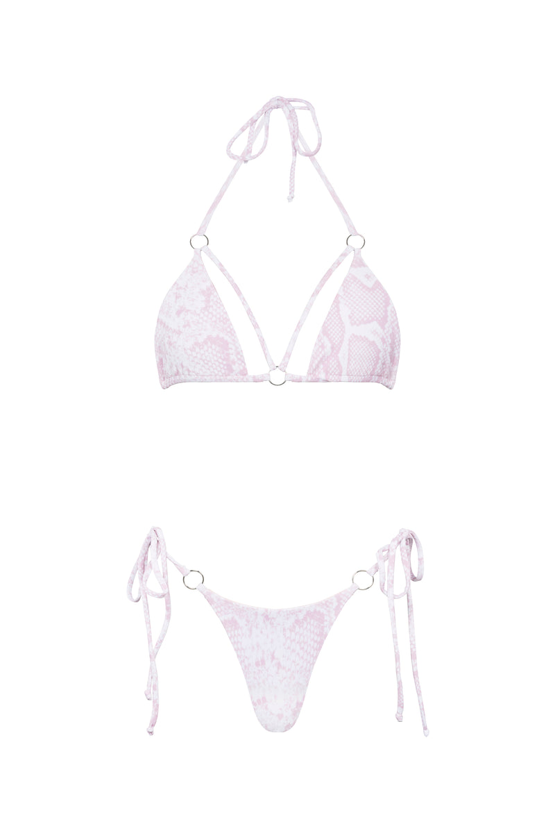 VIKTORIA CHEEKY BIKINI BOTTOM IN PINK SNAKESKIN