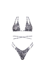 LEXI BIKINI TOP IN GREY SNAKESKIN