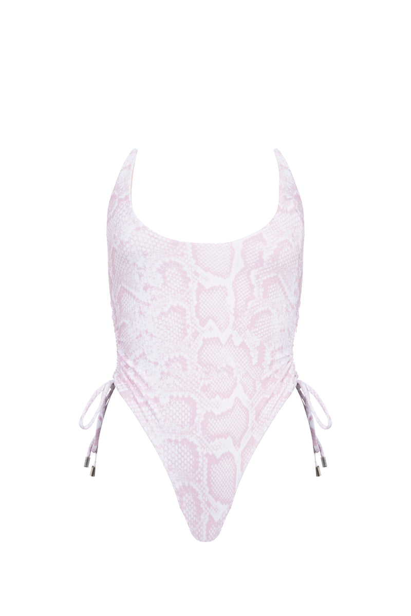REVERSIBLE NADIA SWIMSUIT IN PINK SNAKESKIN