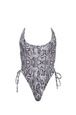 REVERSIBLE NADIA SWIMSUIT IN SILVER SNAKESKIN